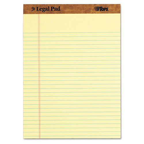 TOPS® - The Legal Pad Legal Rule Perforated Pads, Letter Size, Canary, 50 Sht Pds, 12/Pk - Sold As 1 Pack - Economical. TOPS® - The Legal Pad Legal Rule Perforated Pads, Letter Size, Canary, 50 Sht Pds, 12/Pk - Sold As 1 Pack - Economical.