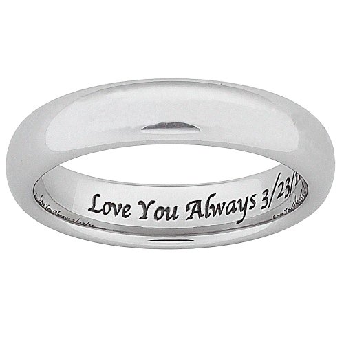 Personalized Tungsten Polished Engraved Wedding His/Her Band - Wedding Gifts