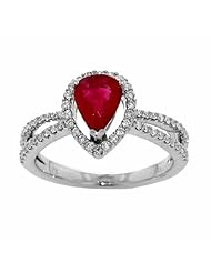 18K White Gold Ruby and Diamond Ring -- LIFETIME WARRANTY