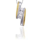 3 Diamond Pendant 1/2 ct. 14K Two Tone Gold with Chain