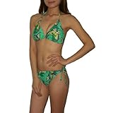 2PC SET Swim Wear: Womens Buffalo Comfortable & Soft, Top & Bottom Dri-Fit Surf Bikini Swimsuit - Green & Purple (Size: XS)