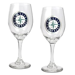 Seattle Mariners MLB 2pc Wine Glass Set - Primary Logo by Great American Products