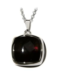 Sterling Silver Cherry Amber Square Pendant Necklace , 18"