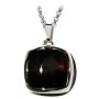 Sterling Silver Cherry Amber Square Pendant, 18"