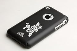 Apple iPhone Soft Polycarbonate Slim fit Case - Black with Rose Tattoo (Cozip Brand) Made in Korea