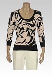 Printed 3/4 Sleeve Knit Top