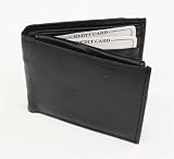 NEW MENS BLACK GENUINE LEATHER BIFOLD BILL FOLD WALLET