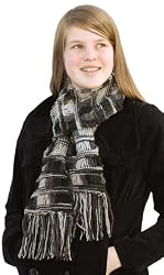 Knitted By Hand Lightweight Acrylic Scarf - Black and Gray Winter (Gift Idea for Men and Women)