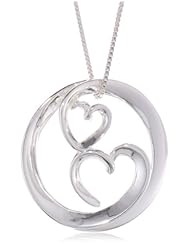 Sterling Silver "Love Grows When Two Hearts Meet" Two Open Hearts In A Circle Pendant Necklace, 18"