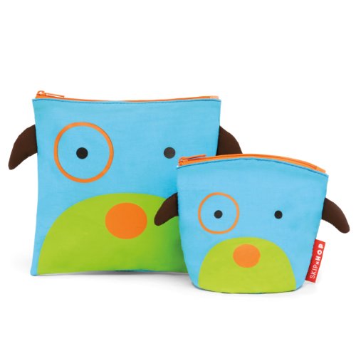 Skip hop zoo reusable sandwich and snack bag set, dog