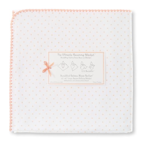 SwaddleDesigns Ultimate Receiving Blanket - Polka Dots - Orange