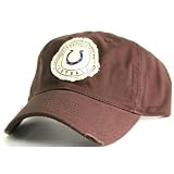 Indianapolis Colts Tattered Patch Slouch Fit Adjustable Baseball Hat - Washed Chocolate Brown