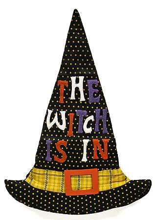 The Witch Is In - Fabric Witch Hat Halloween Decoration