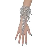 Exotic Belly Dancer Triangle Stretchy Slave Bracelet With Silver Beads & Bells - Silver