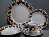 Apple 20pc Dinner Dish Dishes Set Gold Trim Apples NEW