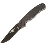 Ontario Knife Ontario Rat Series, Folding Knife with 3.25 Black Stainless Steel Blade, & Black Nylon Handle, Overall Length 8.620.