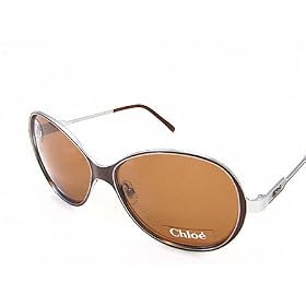 CHLOE CL2142 CL-2142 Brown Lens C02 Brown and Silver Frame Sunglasses