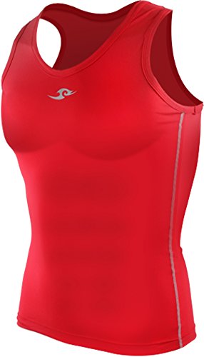 New 074 Red Skin Tights Compression Base Layer Sports Sleeveless Top Mens