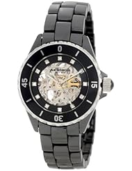 Akribos XXIV Womens AK508BK Ceramic Midsize Automatic Black Bracelet Watch