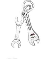 Sterling Silver 3D Wrench And Adjustable Wrench Charm