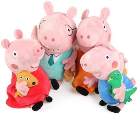 Peppa Pig Family Plush Doll Set 4pcs 30cm (12") Daddy Mummy Pig+19cm (8")george Peppa Pig Plus + 1 Pair Bobby Pin As Gift by Awatop