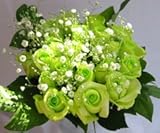 グリーンローズの花束 エメラルド♪　緑色のバラ30本＆カスミ草、グリーン付きバラの花束（生花））【お祝い・記念日・誕生日・フラワーギフト・バラ】