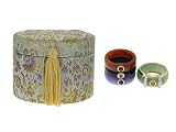 14KT ONYX WITH ENCHANCED MULTI JADE AND MULTI GEM INTERCHANGABLE RING SET IN BOX