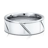 Polished Comfort Fit Cut Design Tungsten Carbide Men's Ring Band 8 mm - Men's Engagement Wedding Band Ring