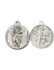 St. Christopher & Guardian Angel Medal, Sterling Silver Pendant with 24" Stainless Steel Chain