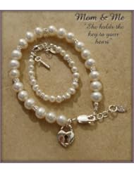 Made in America! Mom and Me, Sterling Silver Bracelet Set for Mother and Daughter. Girls Large 6-13 Years.