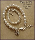 Mom and Me, Sterling Silver Bracelet Set for mother and daughter. This beautiful keepsake uses beautiful freshwater pearls accented with silver lock and key charms 