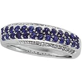 14K White Gold Sapphire & Diamond Bridal Band Ring