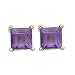 14K Yellow Gold 4 x 4 MM Square Shaped Amethyst Earring Studs