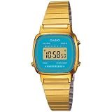 Casio Womens LA670WGA-2 Gold Stainless-Steel Quartz Watch with Blue Dial