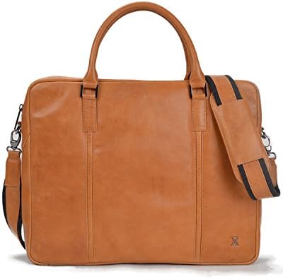Terracomo Curtis Men's Leather Top Zip Briefcase - Golden Oak V.T.
