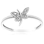 10k White Gold Dragonfly Ring with Diamond-Accent, Size 7