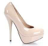 41aFJz4CiIL. SL160  Shiny Sexy Patent Round Toe Stiletto Pump Nude