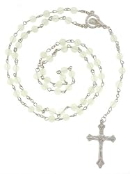 Glow In the Dark Rosary With Linked 6mm Beads - 26in. Rosary Necklace Length - 31in. Overall Length