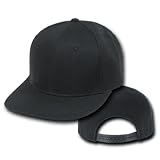 Black Vintage Style Snap Back Flat Bill Adjustable Baseball Cap Hat