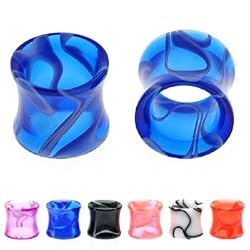 UV Swirling Marble Hollow Saddles - 8g - Blue - Sold As A Pair