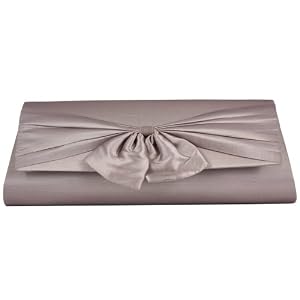 Clutch, Satin Shinny , Two Tone Material, Bow Design, Evening Bag - Gina (N8160)