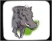 Decorated Mouse Pad with head, warthog, tusk, gray, pig