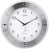 Vedette - VP40019 - Pendule Entourage Verre et Aluminium - Quartz Analogique - Trotteuse Silencieuse