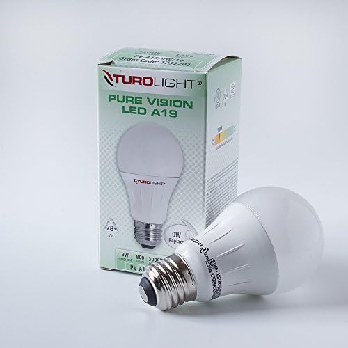 Turolight Pure Vision A19 LED Light Bulb 800 Lumens Replaces 60w Incandescent Bulb Not Dimmable - 1 Light Bulb
