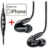 Shure SE315 Earphones (Black) & CBL-M-+K Music Phone Cable with Remote + Mic for iPhone, iPod and iPad