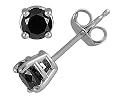 Solitaire Stud Black Diamond Earrings 1/2 Carat (ctw) in 14K White Gold