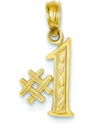 14K Yellow Gold #1 Charm Sports Number One Pendant