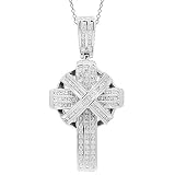 14K White Gold Mens Diamond Cross Pendant 2.00 Ctw