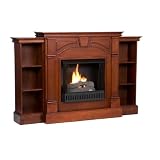 SEI Sussex Braid Classic Mahogany Gel Fuel Fireplace with Bookcases