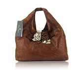 41aFd3cWQrL._SL160_ - PAOLO MASI Italian Designer Handbag Purse with Flower in Cream or Brown Leather - leather-clutch-purse